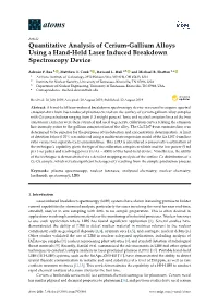 Quantitative Analysis of Cerium-Gallium Alloys Using a Hand-Held Laser Induced Breakdown Spectroscopy Device