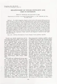 Relationship of Venom Ontogeny and Diet in Bothrops