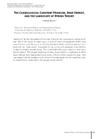 The Cosmological Constant Problem, Dark Energy, and the Landscape of String Theory