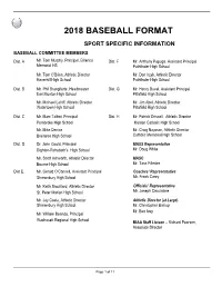 2018 Baseball Format