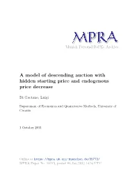 A Model of Descending Auction with Hidden Starting Price and Endogenous Price Decrease