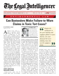Can Bystanders Make Failure-To-Warn Claims in Toxic Tort Cases? by Stephen D