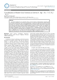 Crystallization of Kainite from Solutions in Syste