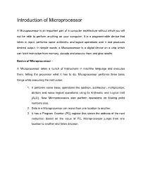 Introduction of Microprocessor