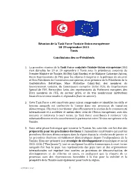 Réunion De La Task Force Tunisie-UE, Tunis 28-29 Septembre