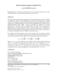 Refractive Index Formulae for Radio Waves