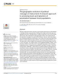 The Geographic Evolution of Political Cleavages in Switzerland: a Network Approach to Assessing Levels and Dynamics of Polarization Between Local Populations
