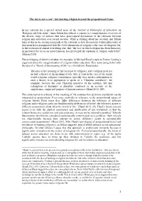 Interpreting Religion Beyond the Propositional Frame