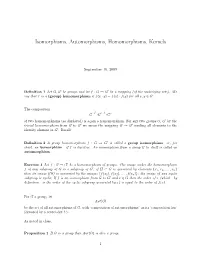 Isomorphisms, Automorphisms, Homomorphisms, Kernels
