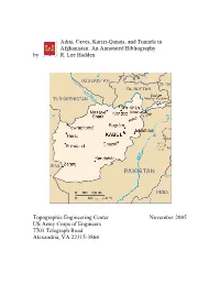 Adits, Caves, Karizi-Qanats, and Tunnels in Afghanistan: an Annotated Bibliography by R