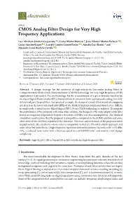 CMOS Analog Filter Design for Very High Frequency Applications