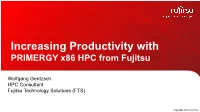 Increasing Productivity with PRIMERGY X86 HPC from Fujitsu