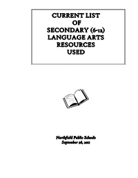Language Arts Resources Used