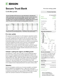 Secure Trust Bank Pre-Close Trading Update