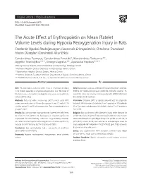 The Acute Effect of Erythropoietin on Mean Platelet Volume Levels