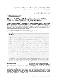 Effect of Fruit/Vegetable-Drug Interactions on CYP450, OATP and P-Glycoprotein: a Systematic Review