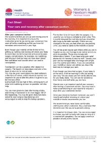 Fact Sheet Your Care and Recovery After Caesarean Section
