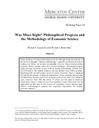 Mises, Kant, and the Methodology of Economic Science