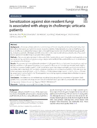 Sensitization Against Skin Resident Fungi Is Associated with Atopy In