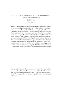 STATE CAPACITY AS POWER: a CONCEPTUAL FRAMEWORK Johannes Lindvall and Jan Teorell Lund University April 7, 2017