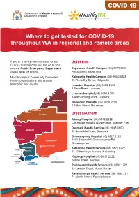 Where to Get Tested for COVID-19 in Regional and Remote WA