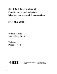 2010 2Nd International Conference on Industrial Mechatronics and Automation