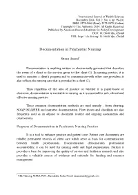 Documentation in Psychiatric Nursing