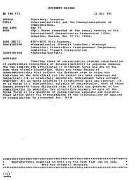 Grossberg, Lawrence Intersubjectivity and the Conceptualization of 38P