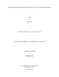 MISPECIFICATION BOOTSTRAP TESTS of the CAPITAL ASSET PRICING MODEL a Thesis by NHIEU BO BS, Texas A&M University-Corpus Chri