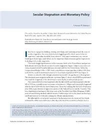 Secular Stagnation and Monetary Policy