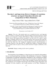 And Long-Term Effects of Changes of Vegetation Structure on Isopod (Oniscidea) Diversity and Composition in Mátra Mountains