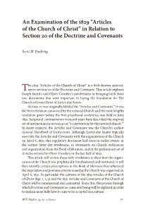 Articles of the Church of Christ” in Relation to Section 20 of the Doctrine and Covenants