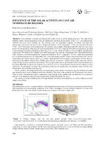 Influence of the Solar Activity on Cave Air Temperature Regimes