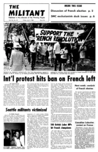 Lnt'l Protest Hits Ban on French Left by Joseph Hansen but It Waited Until After the First Round of June 21