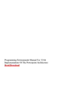Programming Environments Manual for 32-Bit Implementations