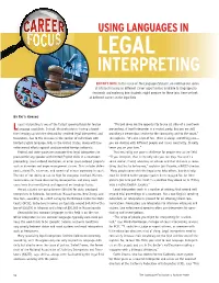 Using Languages in Legal Interpreting