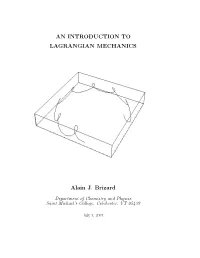 AN INTRODUCTION to LAGRANGIAN MECHANICS Alain