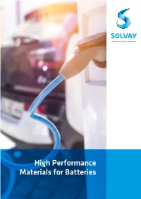 High Performance Materials for Batteries Solvay Introduction