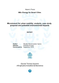 Microtransit for Urban Mobility: Analysis, Case Study Proposal and Potential Environmental Impacts