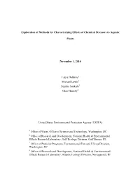 Aquatic Life Screening Values for Aquatic Plants for Evaluating