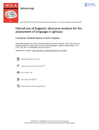 Clinical Use of Linguistic Discourse Analysis for the Assessment of Language in Aphasia