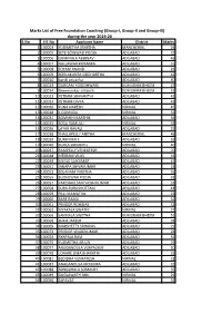 During the Year 2019-20 Marks List of Free Foundation Coaching (Group-I