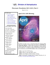Electronic Newsletter 2011-2012, Part 2 April 2012 APS Meeting