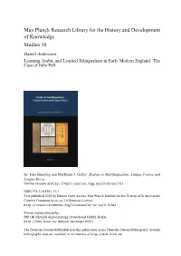Learning Arabic and Learned Bilingualism in Early Modern England: the Case of John Pell