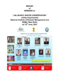 REPORT of WEBINAR on “JAL SHAKTI: WATER CONSERVATION”