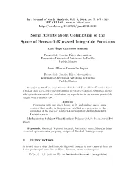 Some Results About Completion of the Space of Henstock-Kurzweil Integrable Functions 1 Introduction