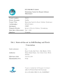 State-Of-The-Art in Self-Healing and Patch Generation
