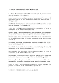 The Journal of Symbolic Logic