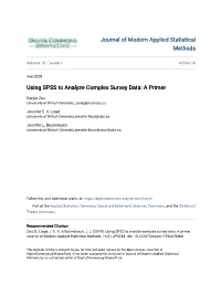 Using SPSS to Analyze Complex Survey Data: a Primer