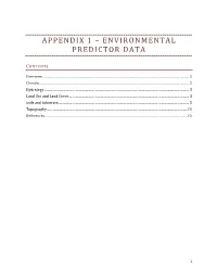 Appendix 1 – Environmental Predictor Data